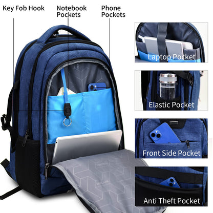 DUSLANG Travel Laptop Backpack with USB Port - Black