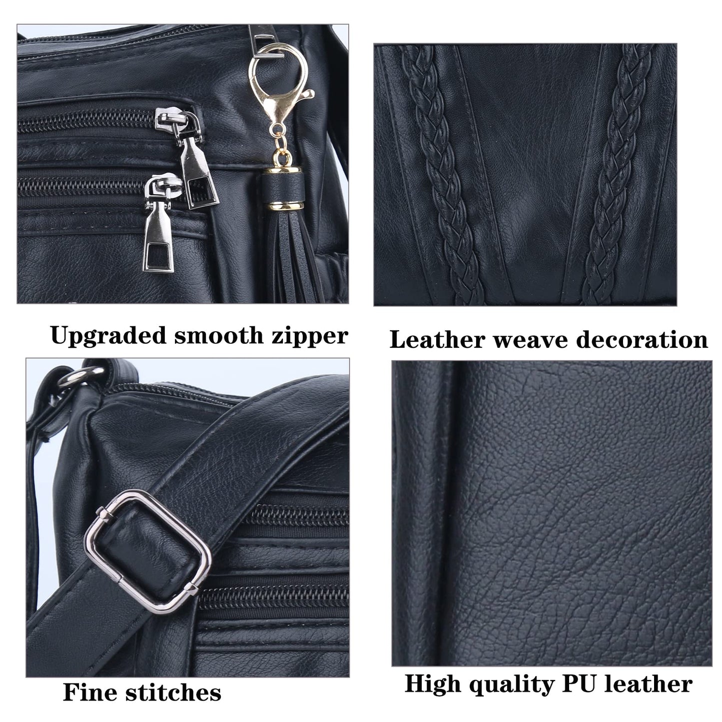 ELDA Chic Crossbody: Soft PU Leather Multi-Pocket Bag