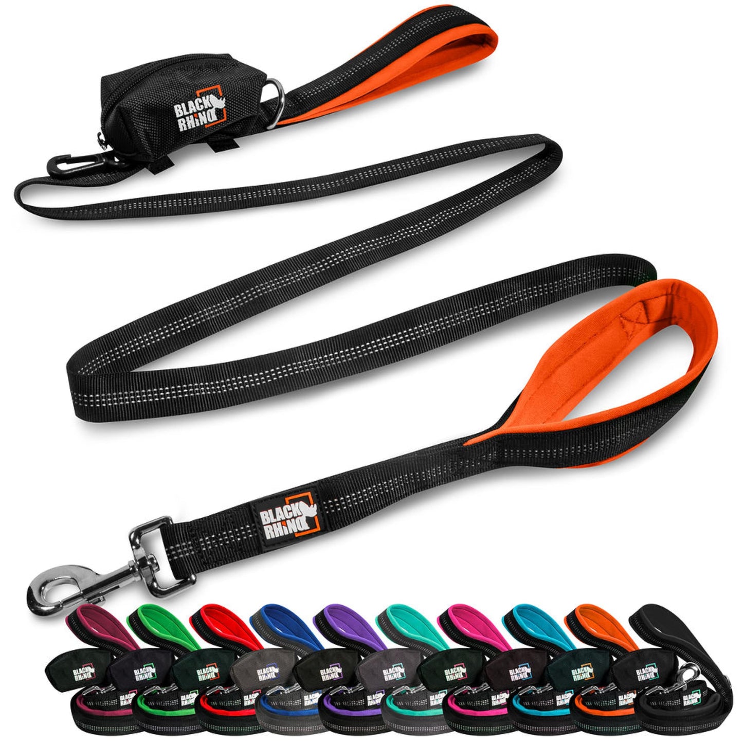 RhinoGrip Aqua: Double Handle Reflective Dog Leash
