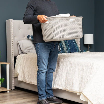 Ivory Wicker Mind Reader 40L Laundry Basket