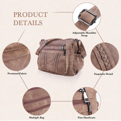 ELDA Chic Crossbody: Soft PU Leather Multi-Pocket Bag