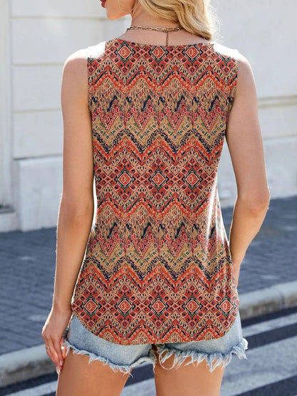 Printed Scoop Neck Wide Strap Tank - Premium Tops from Trendsi - Just $19.70! Shop now at Handbags Specialist Headquarter
