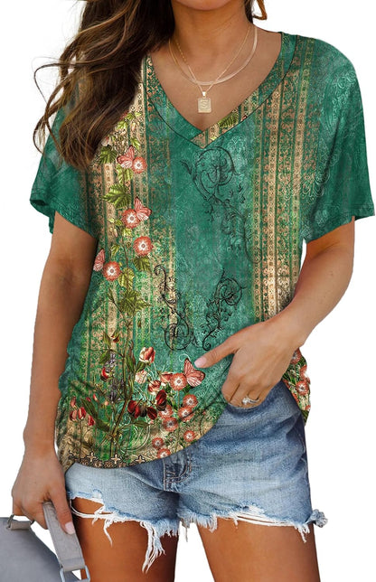 WIHOLL V-Neck Dolman Top with Side Shirring