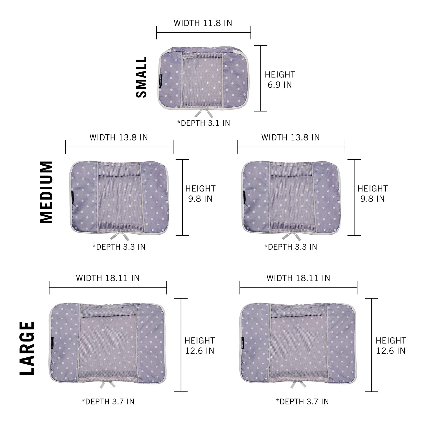 TravelWise Weekender Packing Cube Set - Silver 5-Piece