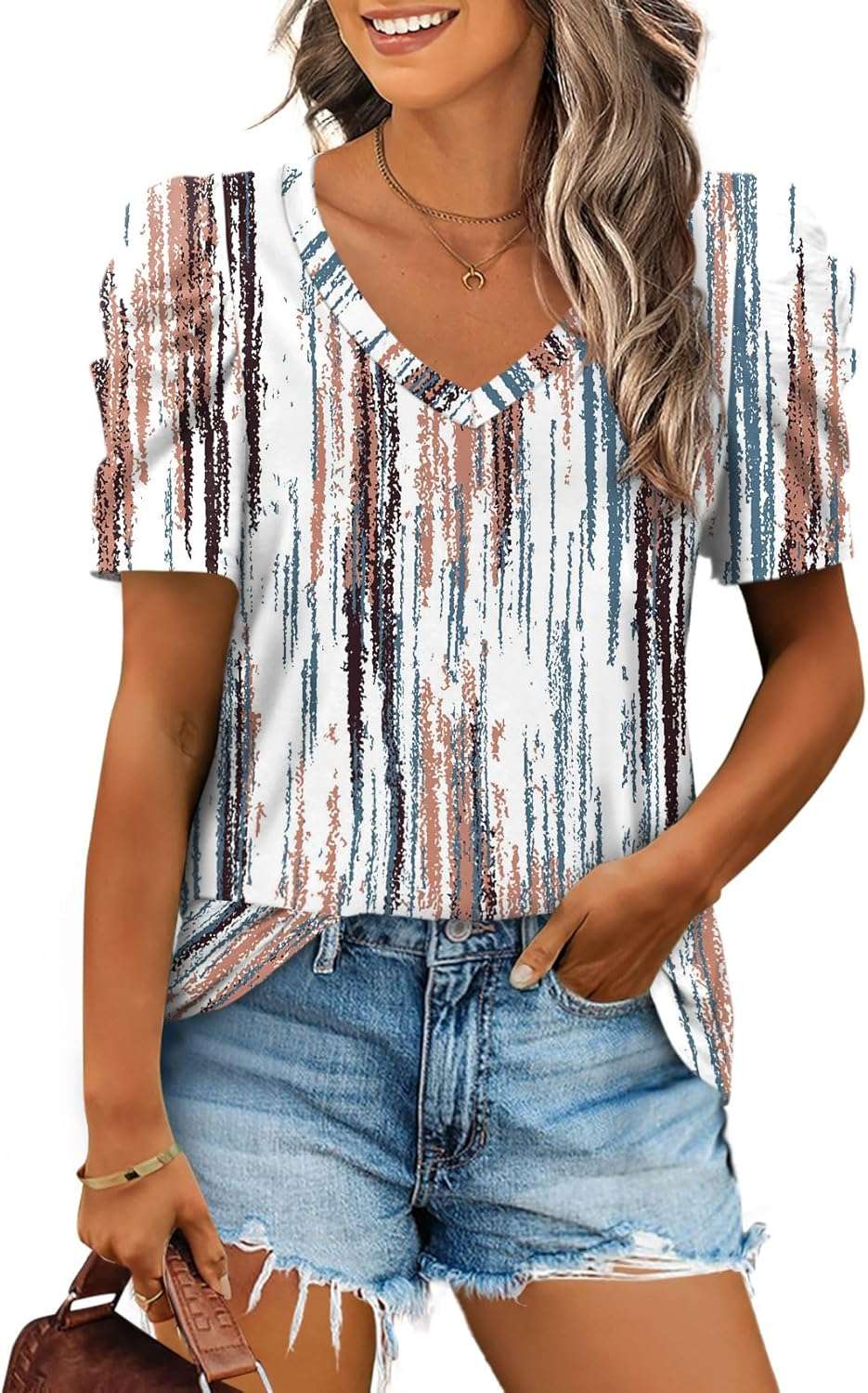 XIEERDUO Summer V-Neck Puff Sleeve Tee - All Sizes