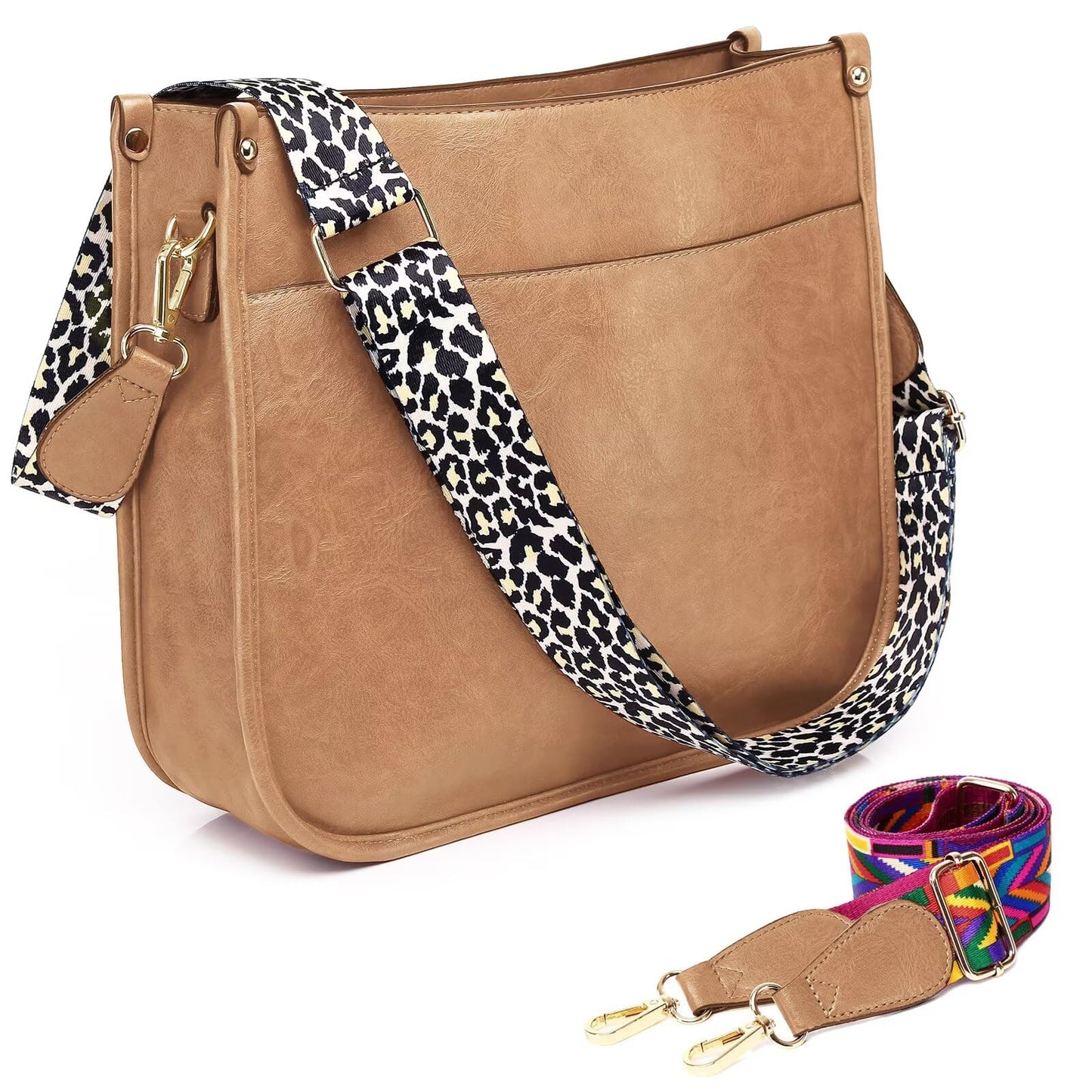 AUYOCO Chic Vegan Leather Crossbody Bag with Strap