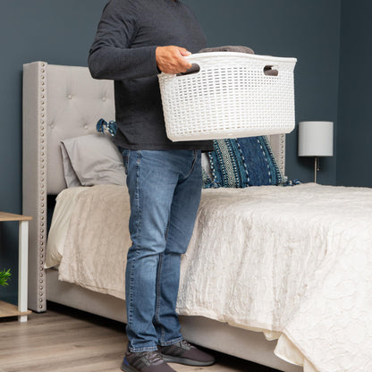 Ivory Wicker Mind Reader 40L Laundry Basket