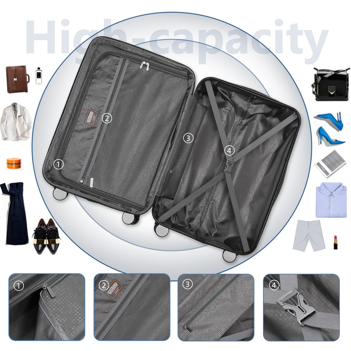 LAVENDER 6pc Hardside Spinner Luggage