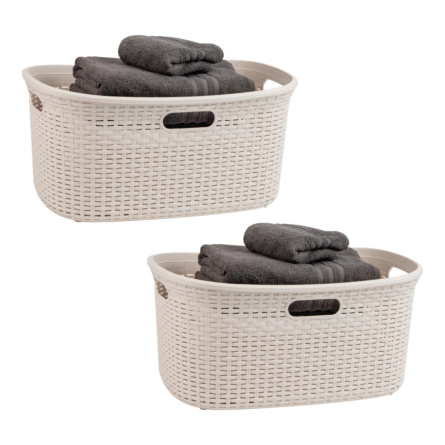 Ivory Wicker Mind Reader 40L Laundry Basket