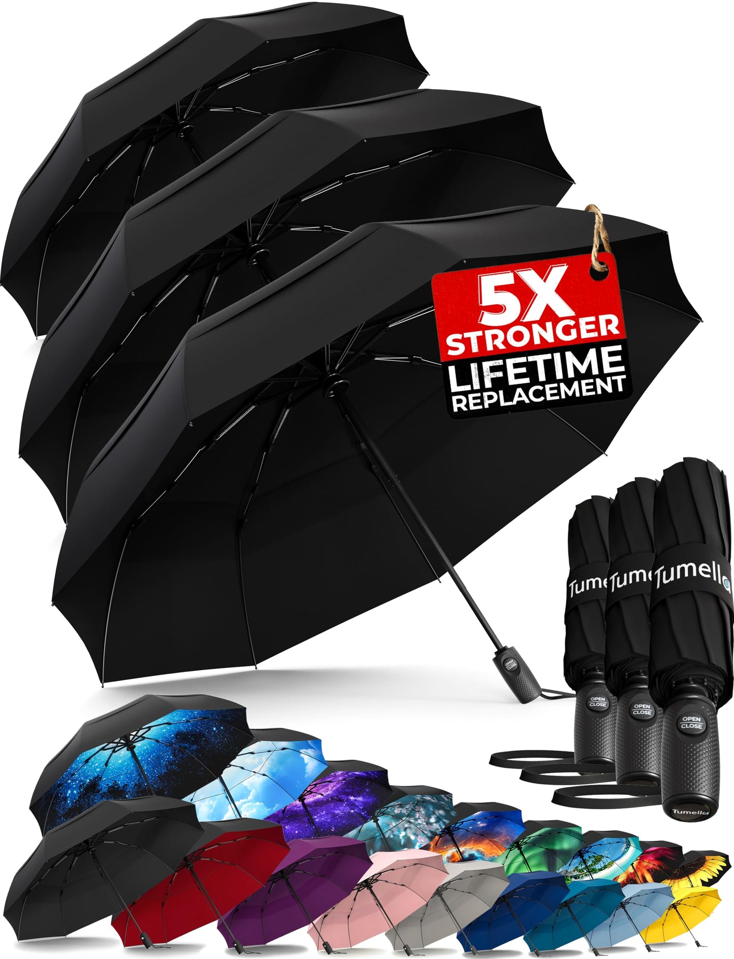 TUMELLA Elite Windproof Travel Umbrella