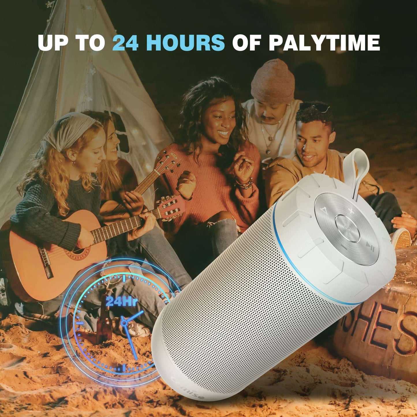Comiso 360° Waterproof Bluetooth Speaker, 24H Playtime