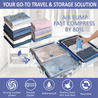 CozyVac Travel Bags with Pump - 6 Pack Space Savers