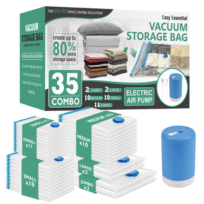 CozyVac Travel Bags with Pump - 6 Pack Space Savers