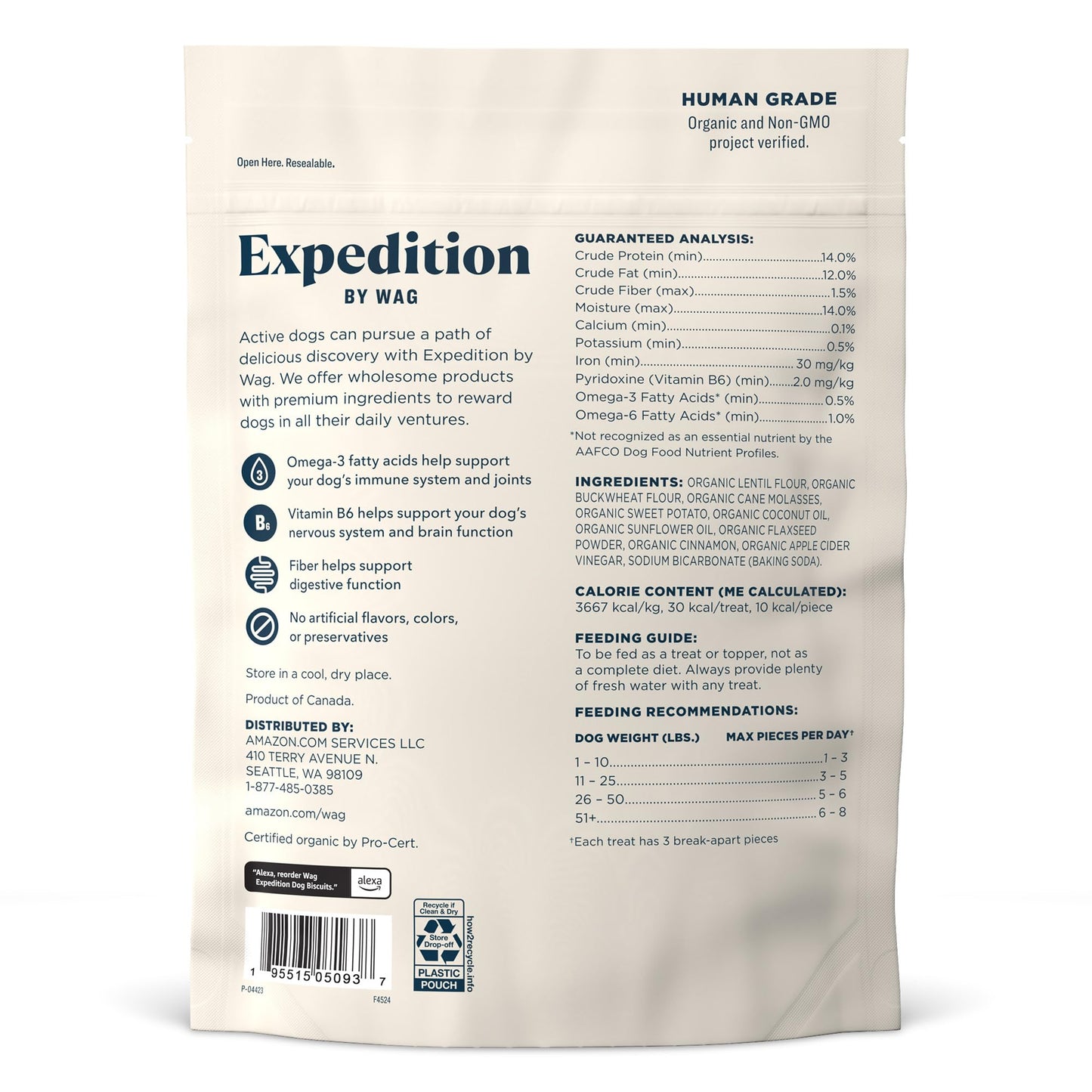 Wag Expedition Pumpkin Chia Dog Treats, Organic Biscuits