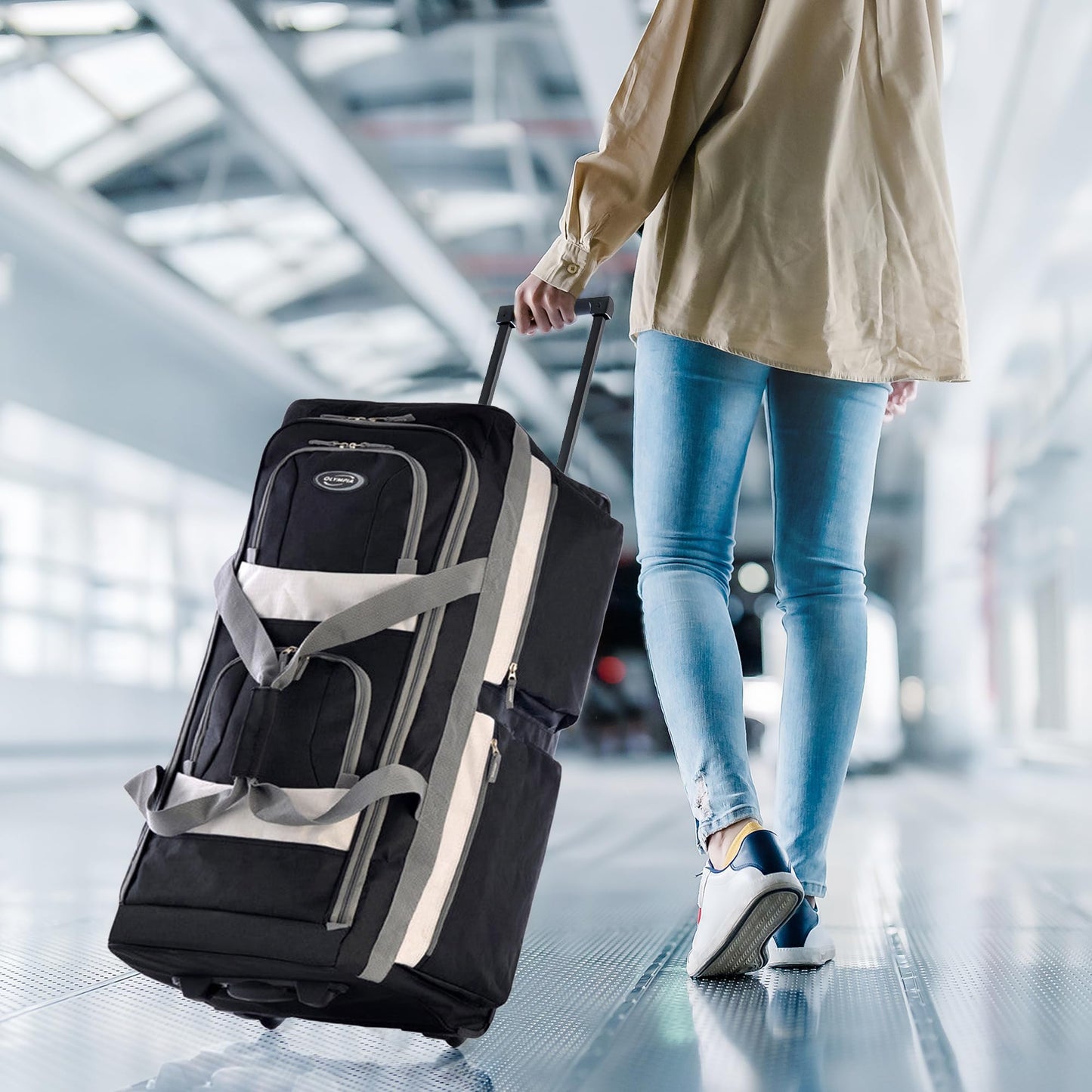 Olympia 22 Max Wheeled Duffel: 8-Pocket Water-Resist