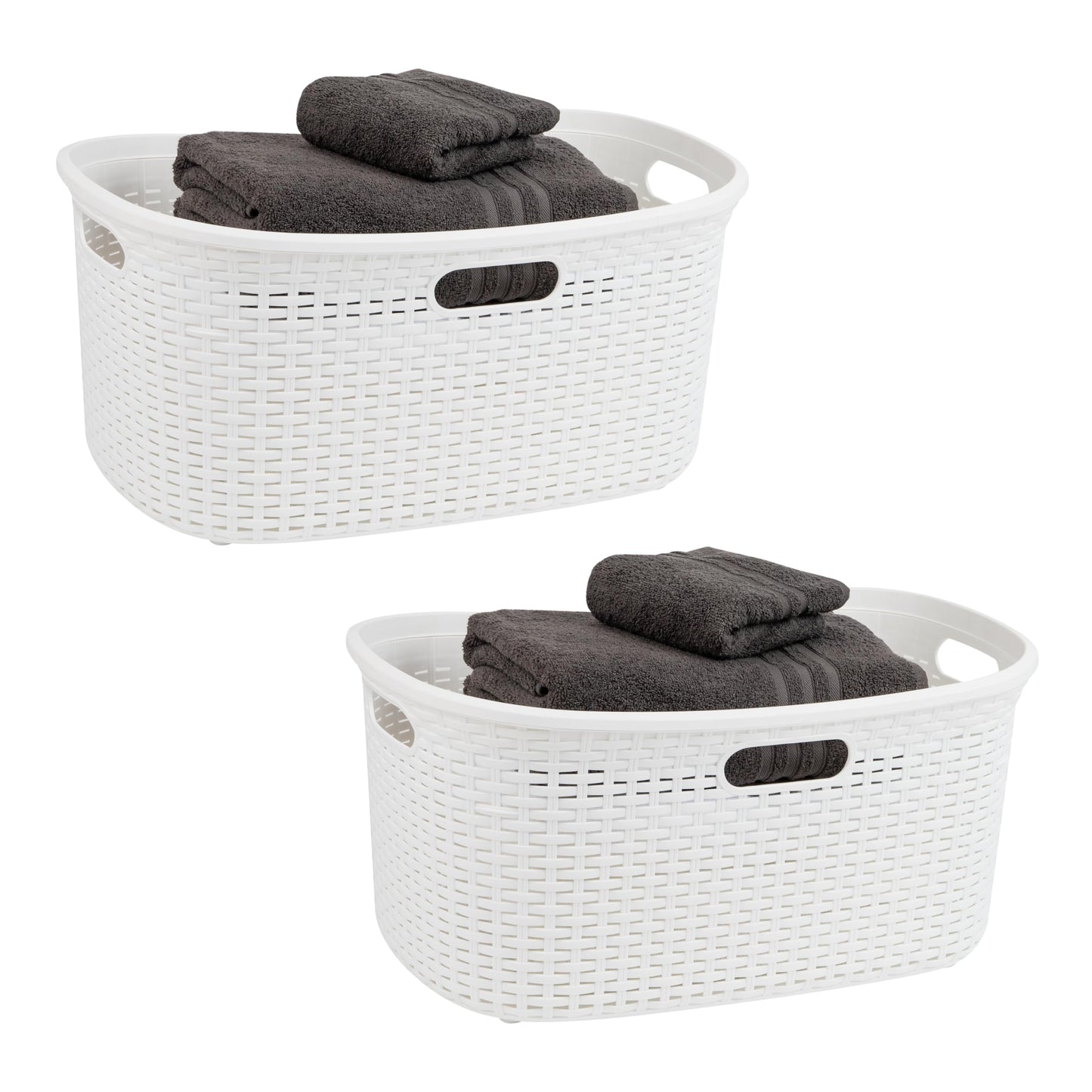 Ivory Wicker Mind Reader 40L Laundry Basket