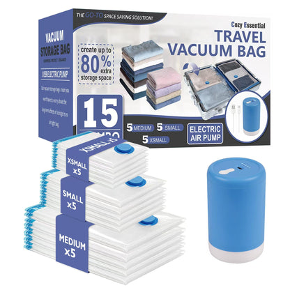 CozyVac Travel Bags with Pump - 6 Pack Space Savers