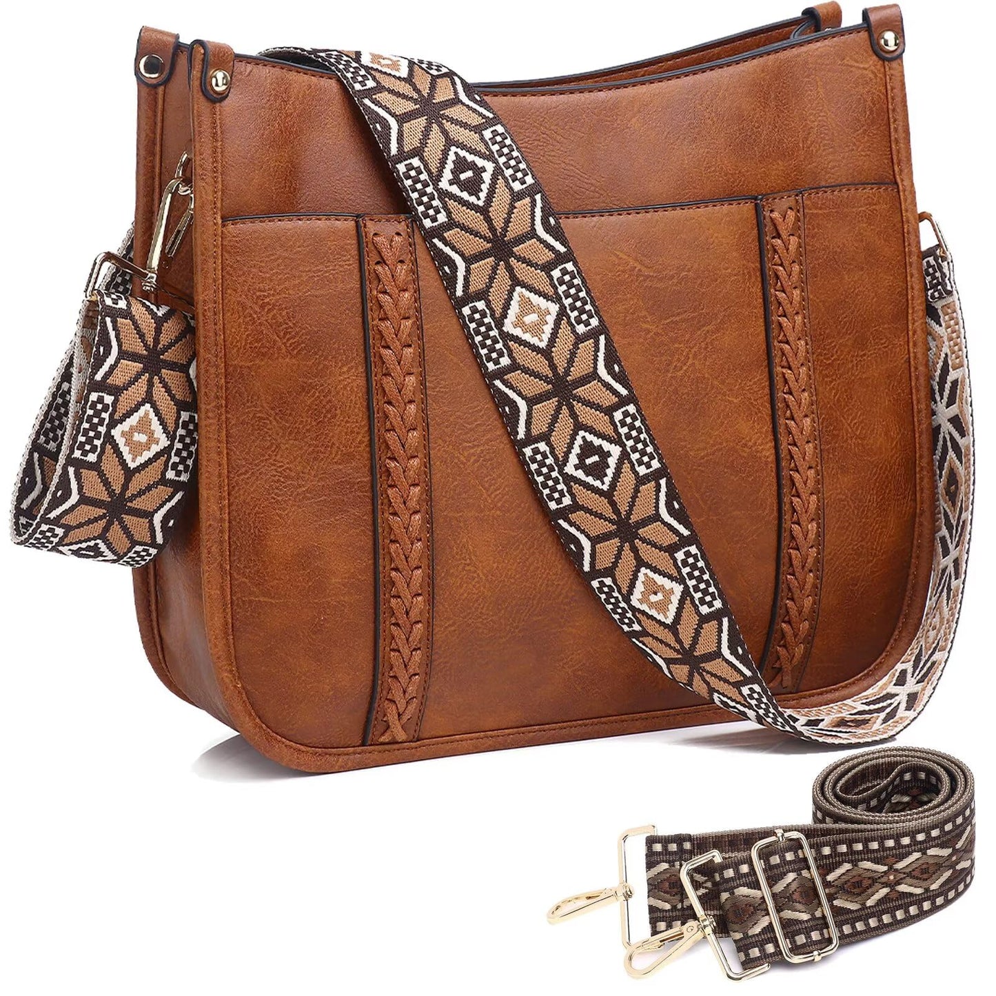 AUYOCO Chic Vegan Leather Crossbody Bag with Strap
