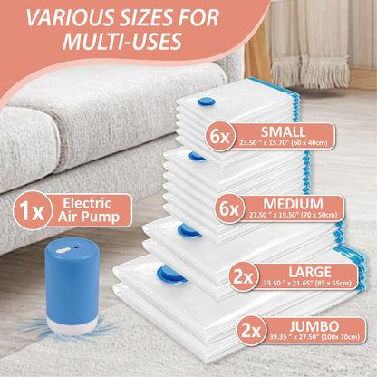 CozyVac Travel Bags with Pump - 6 Pack Space Savers