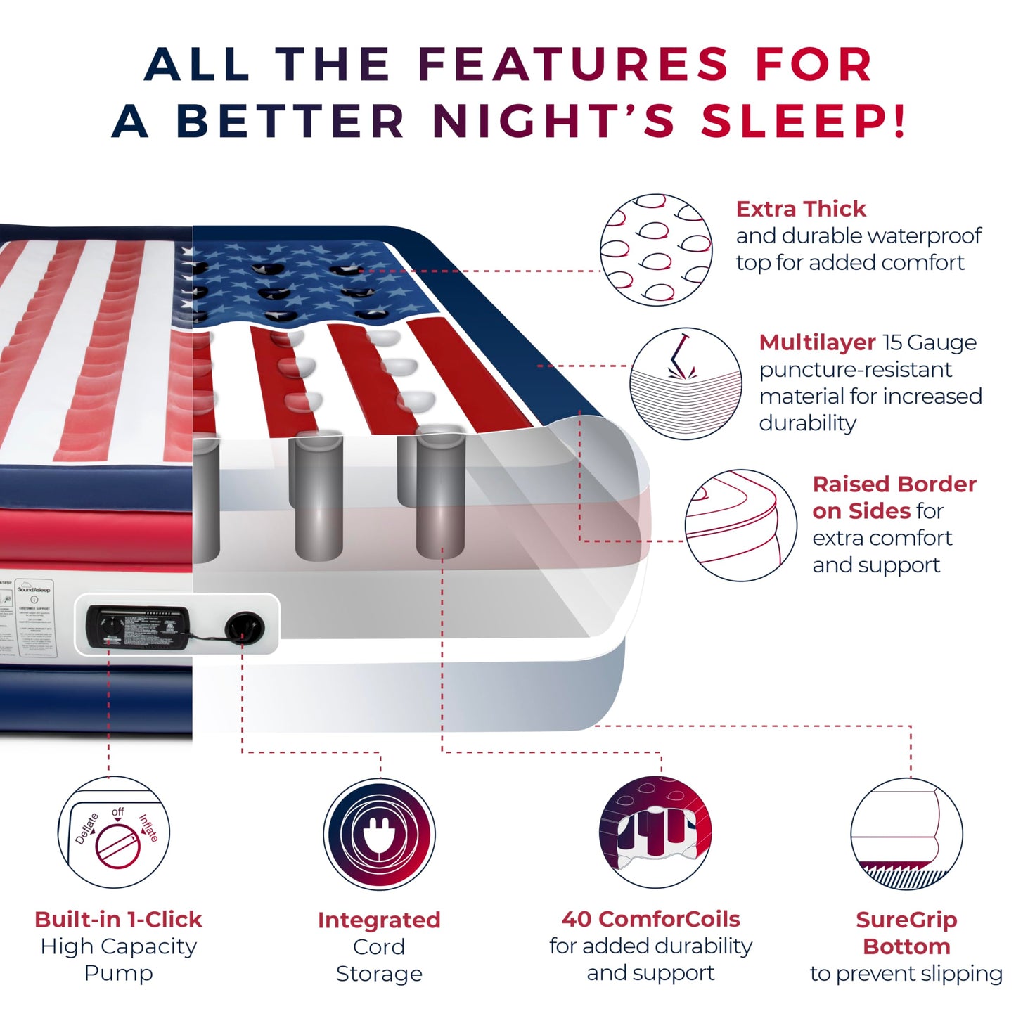 DreamNest Luxe Air Mattress with ComfortCoil Tech