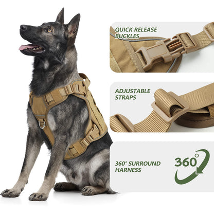 GuardianGrip Tactical Dog Vest - Large, Reflective, Green