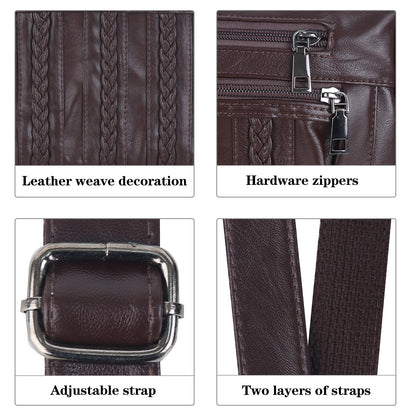 ELDA Chic Crossbody: Soft PU Leather Multi-Pocket Bag