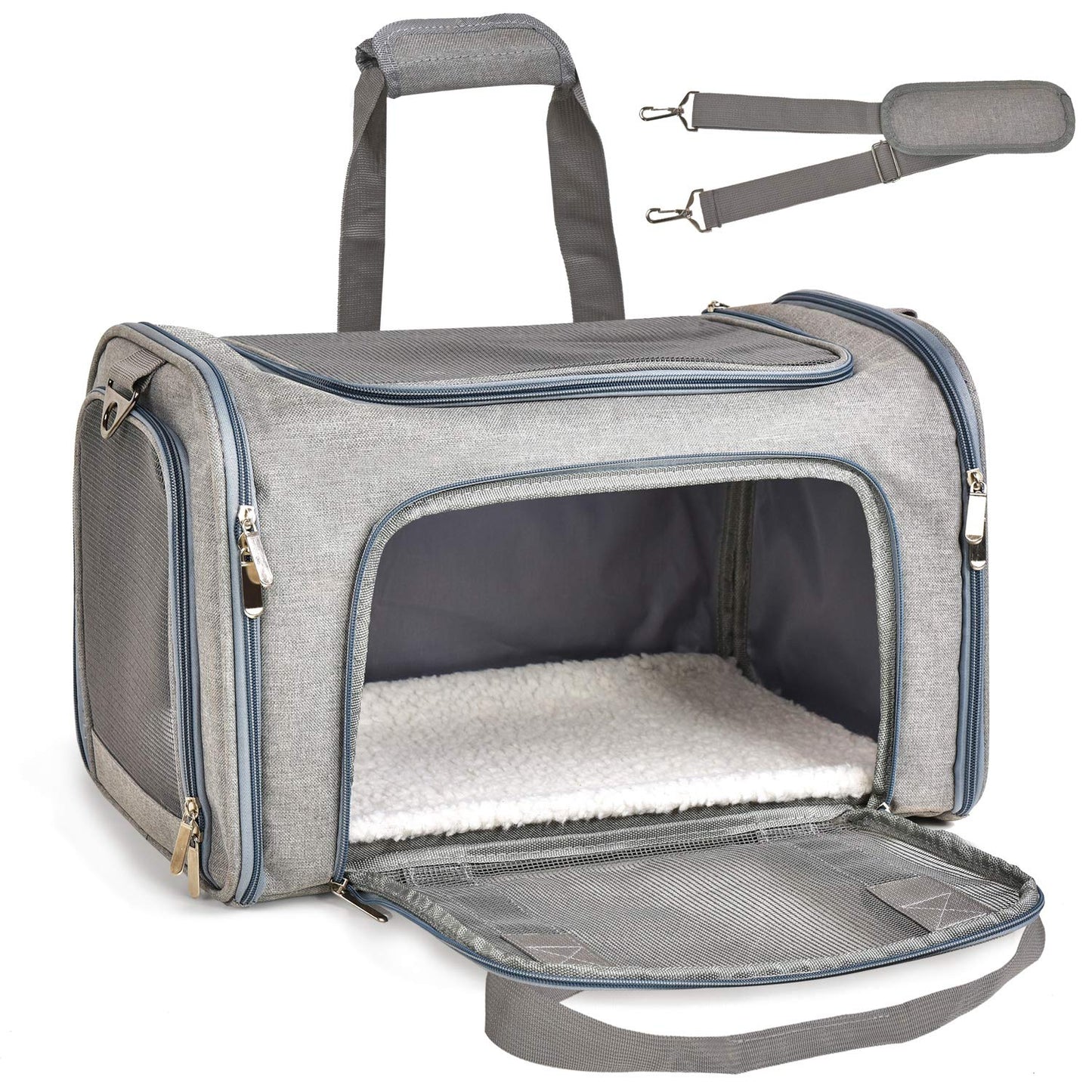 PawsVoyage: Grey TSA-Approved Pet Carrier (15lbs Max)