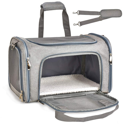 PawsVoyage: Grey TSA-Approved Pet Carrier (15lbs Max)
