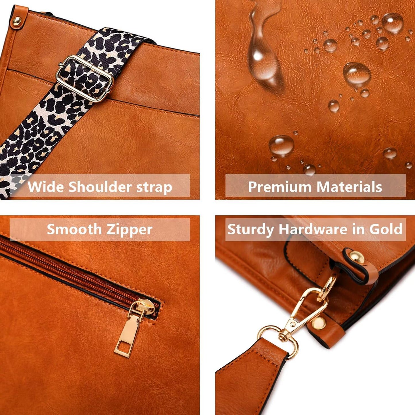 AUYOCO Chic Vegan Leather Crossbody Bag with Strap