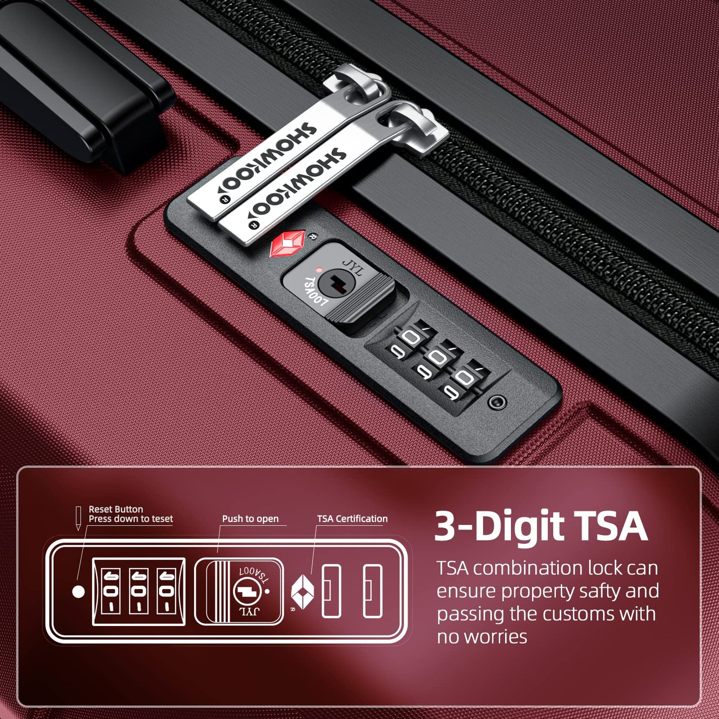 Expandable ShowKoo Suitcase - Durable & TSA Lock