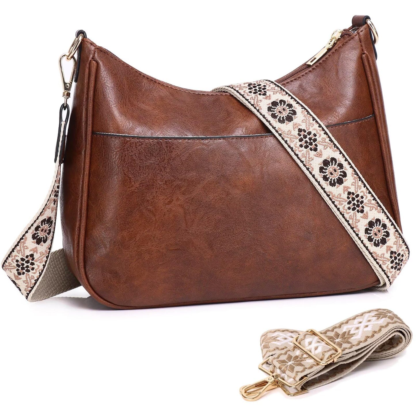 AUYOCO Chic Vegan Leather Crossbody Bag with Strap