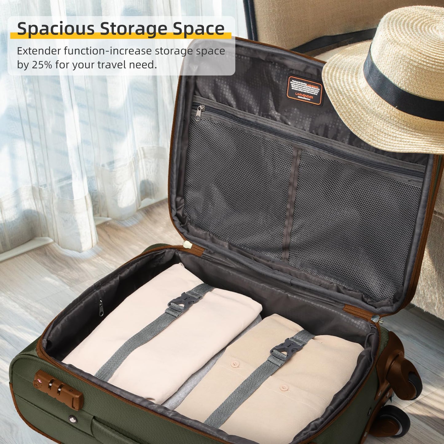 LARVENDER Expandable 5-Piece Spinner Luggage Set