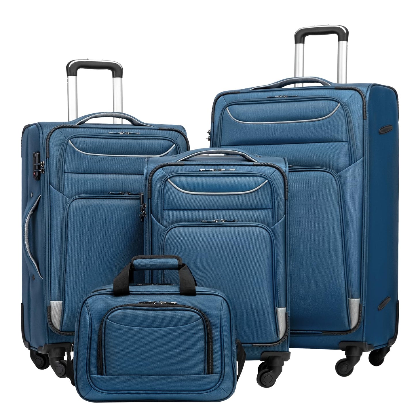 Coolife 4-Piece Softshell Spinner Luggage Set