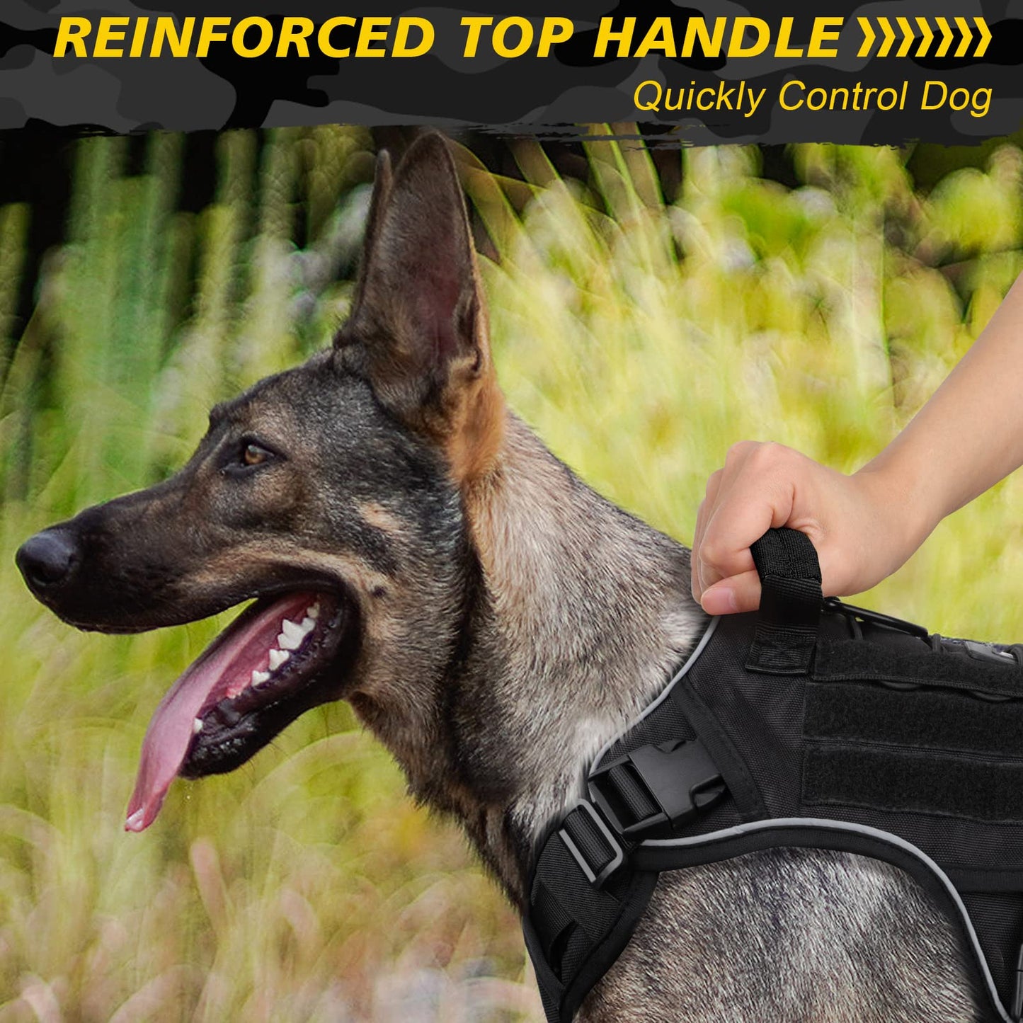 GuardianGrip Tactical Dog Vest - Large, Reflective, Green