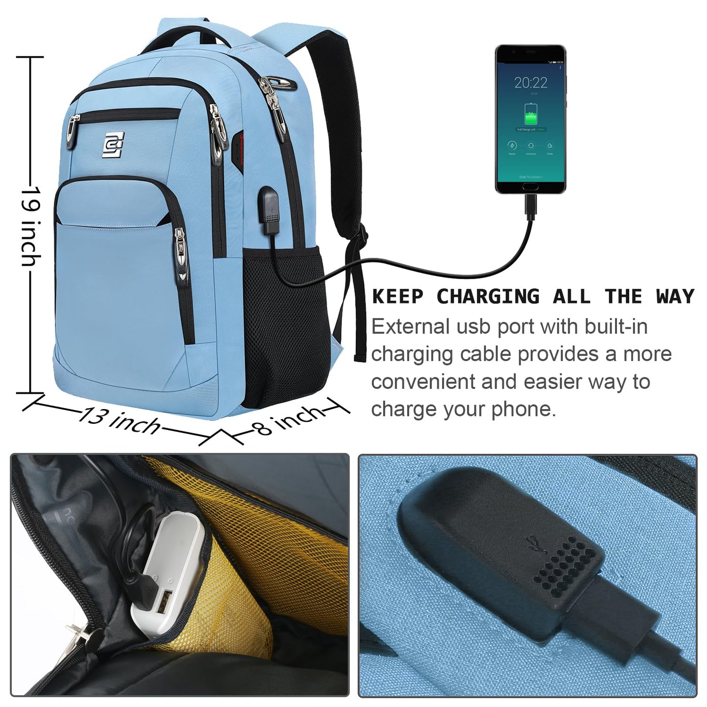 SecureSlim Laptop Backpack with USB & Water Resistance
