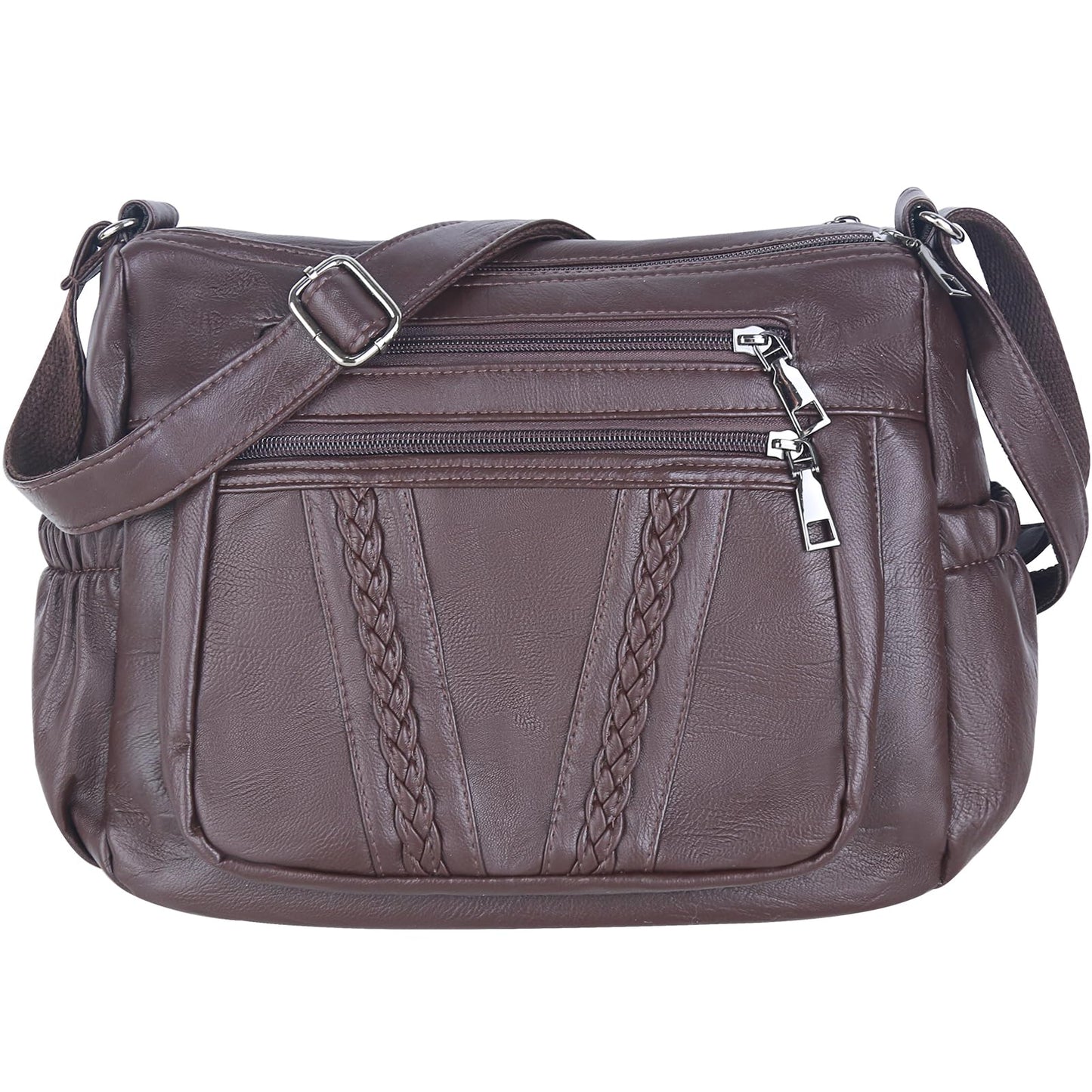 ELDA Chic Crossbody: Soft PU Leather Multi-Pocket Bag