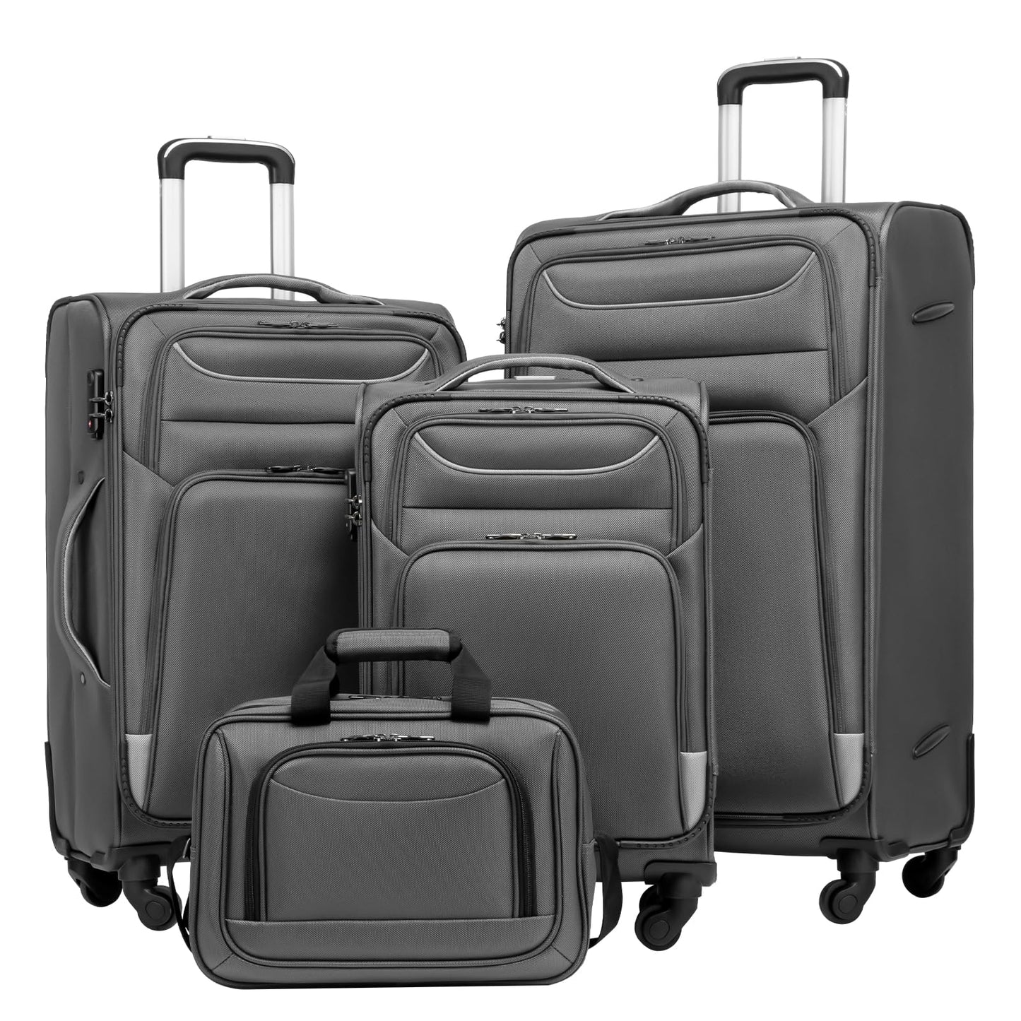 Coolife 4-Piece Softshell Spinner Luggage Set