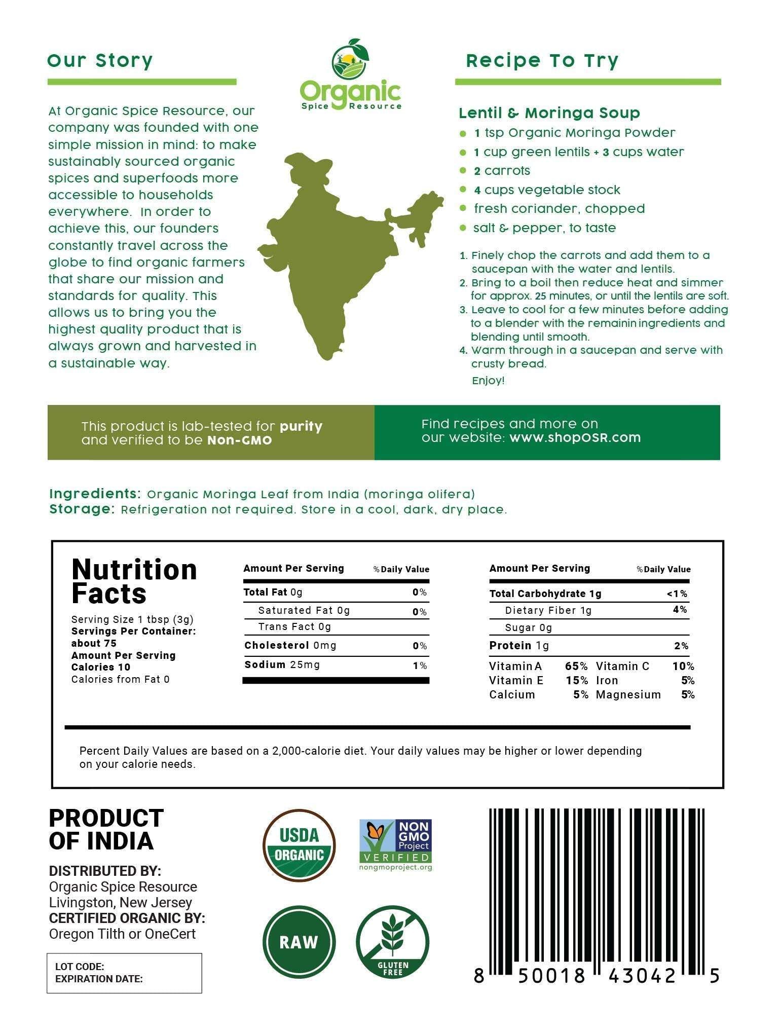 Pure Moringa Bliss - Organic Powder 1.10 lbs