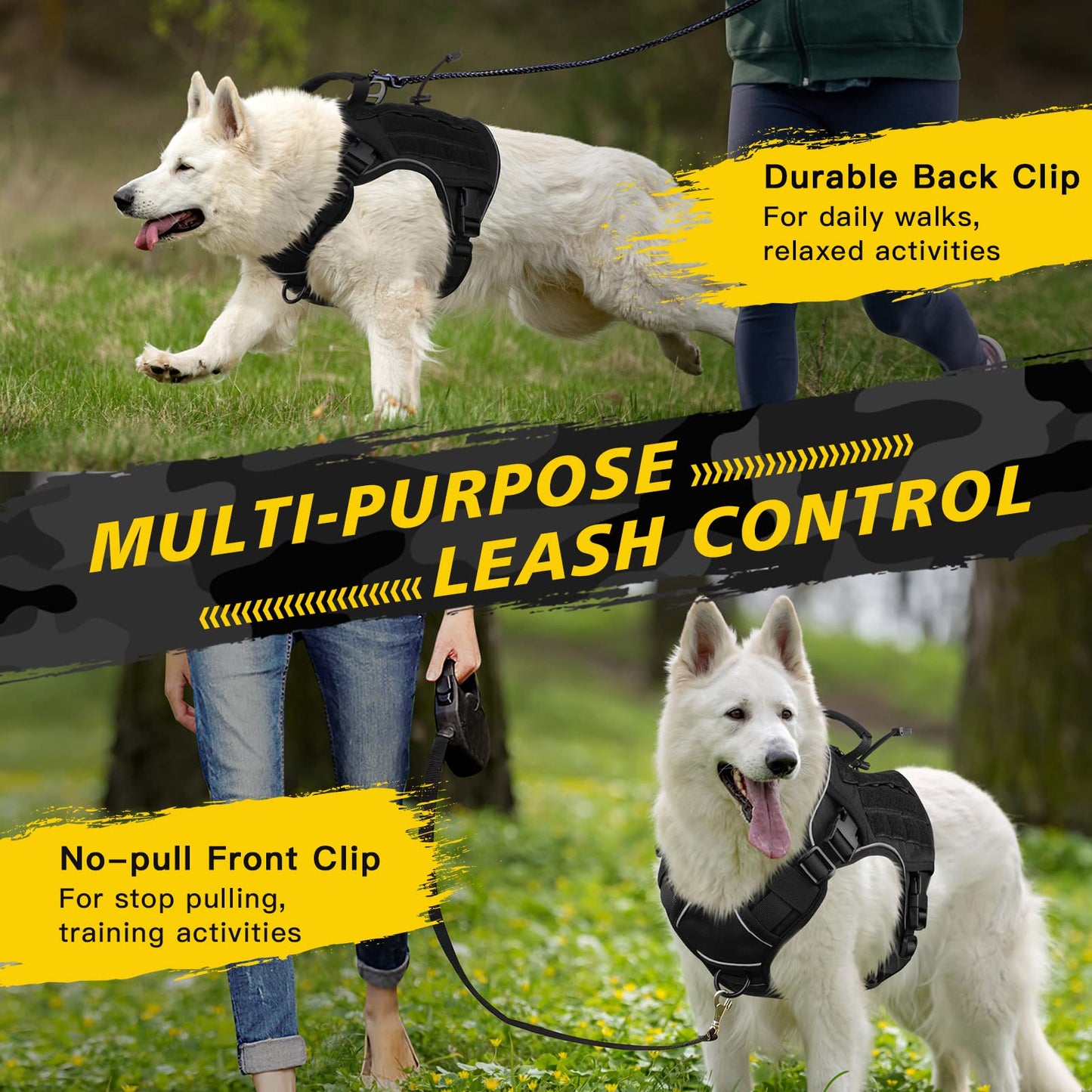 GuardianGrip Tactical Dog Vest - Large, Reflective, Green