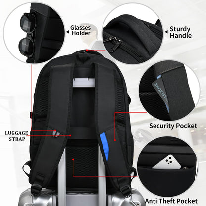 DUSLANG Travel Laptop Backpack with USB Port - Black