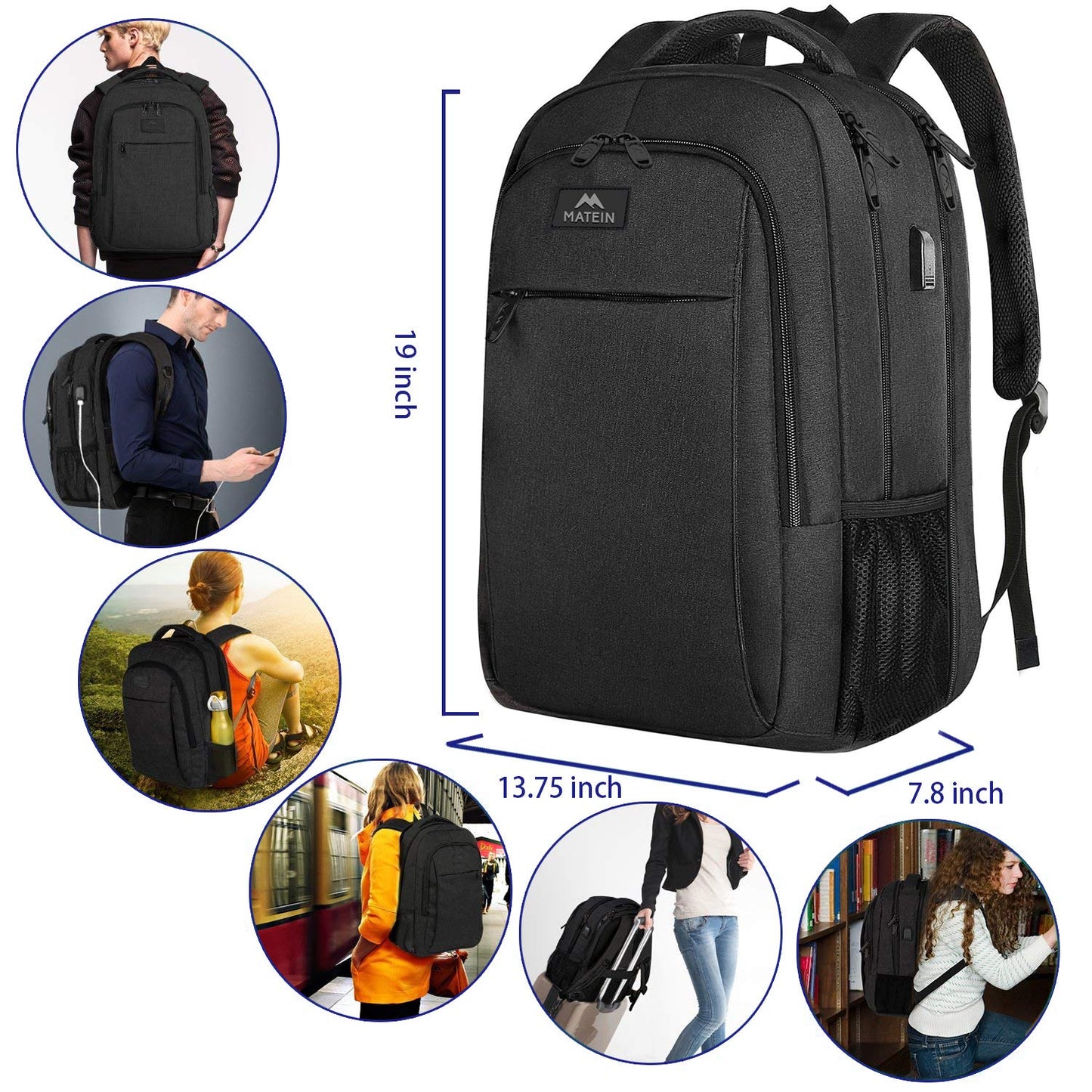 MATEIN SleekGuard Laptop Backpack with USB Port