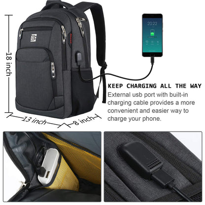 SecureSlim Laptop Backpack with USB & Water Resistance