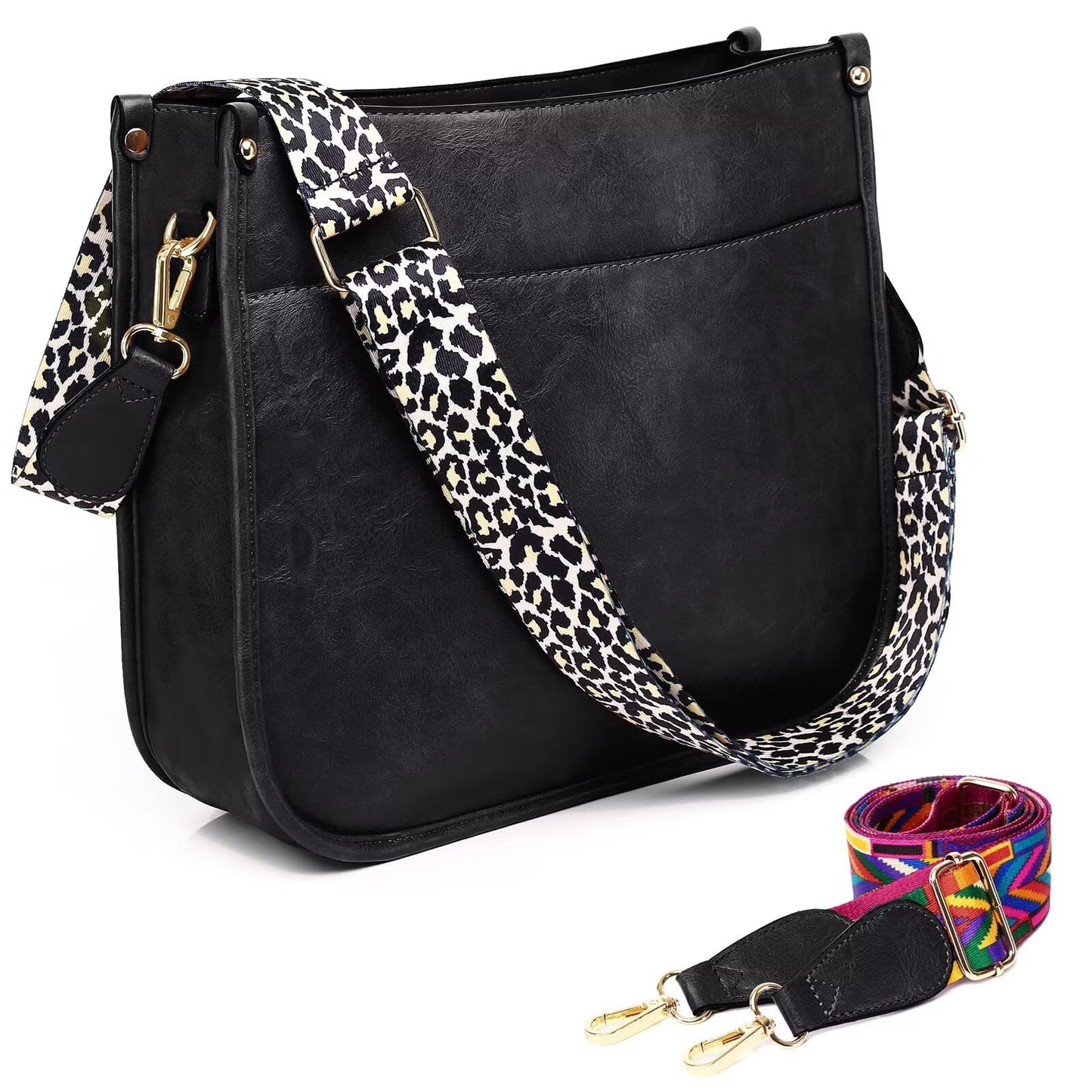 AUYOCO Chic Vegan Leather Crossbody Bag with Strap