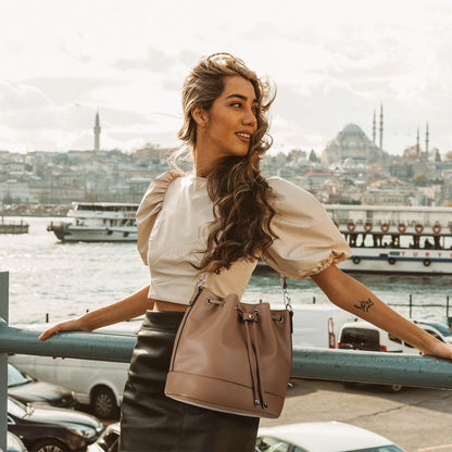 AFKOMST Chic Leather Bucket & Crossbody Bag Set