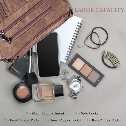 ELDA Chic Crossbody: Soft PU Leather Multi-Pocket Bag