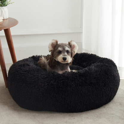 PawCozy Nest: Plush Anti-Anxiety Pet Bed, Light Grey
