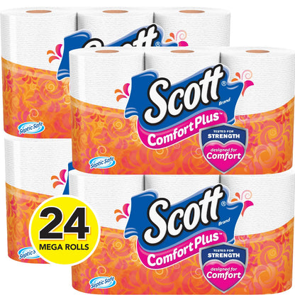 Scott SoftEase: 12 Double Rolls, Septic-Safe Tissue