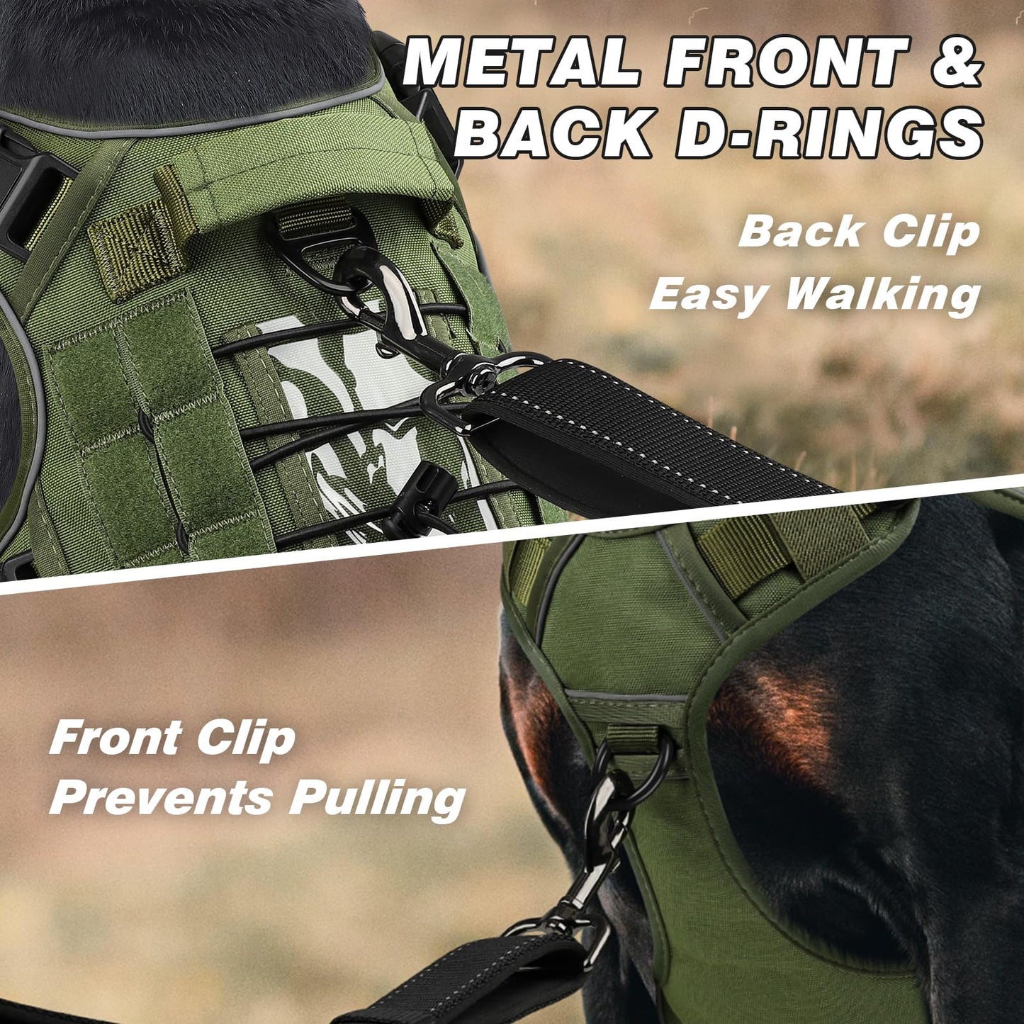 GuardianGrip Tactical Dog Vest - Large, Reflective, Green