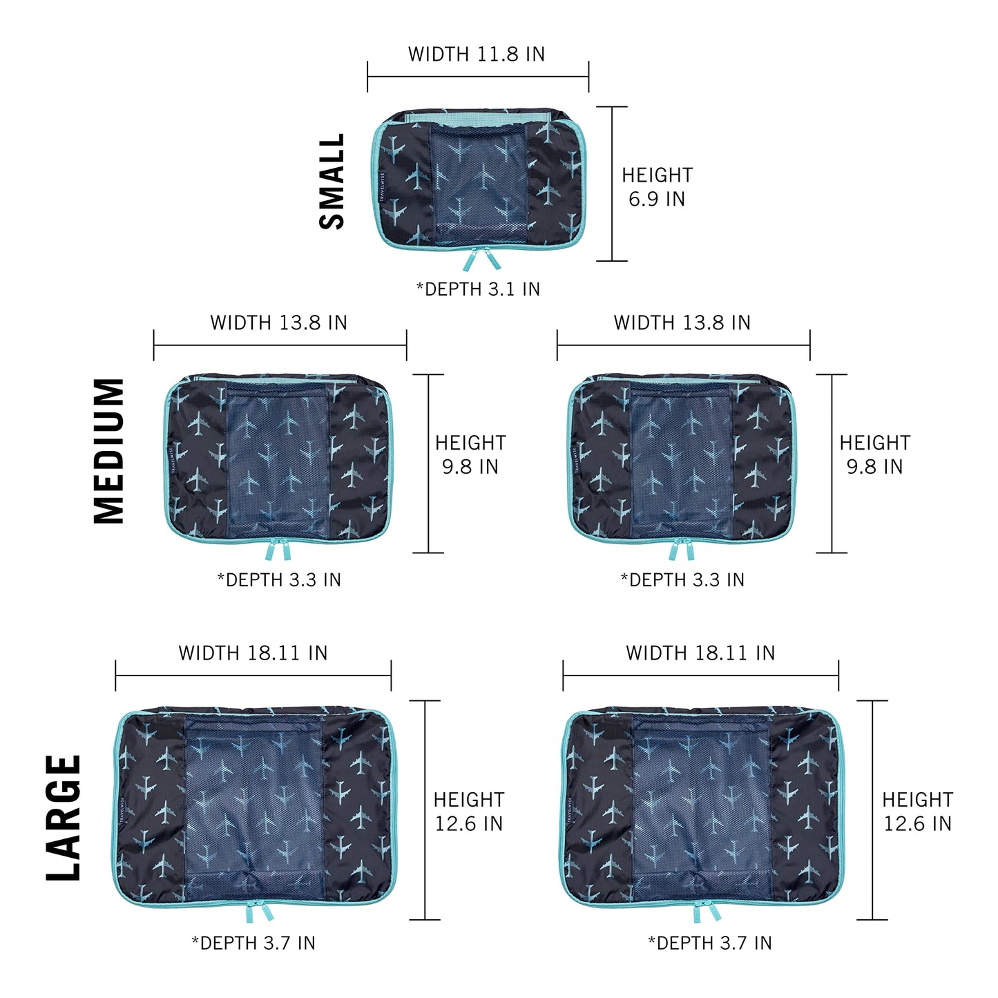 TravelWise Weekender Packing Cube Set - Silver 5-Piece
