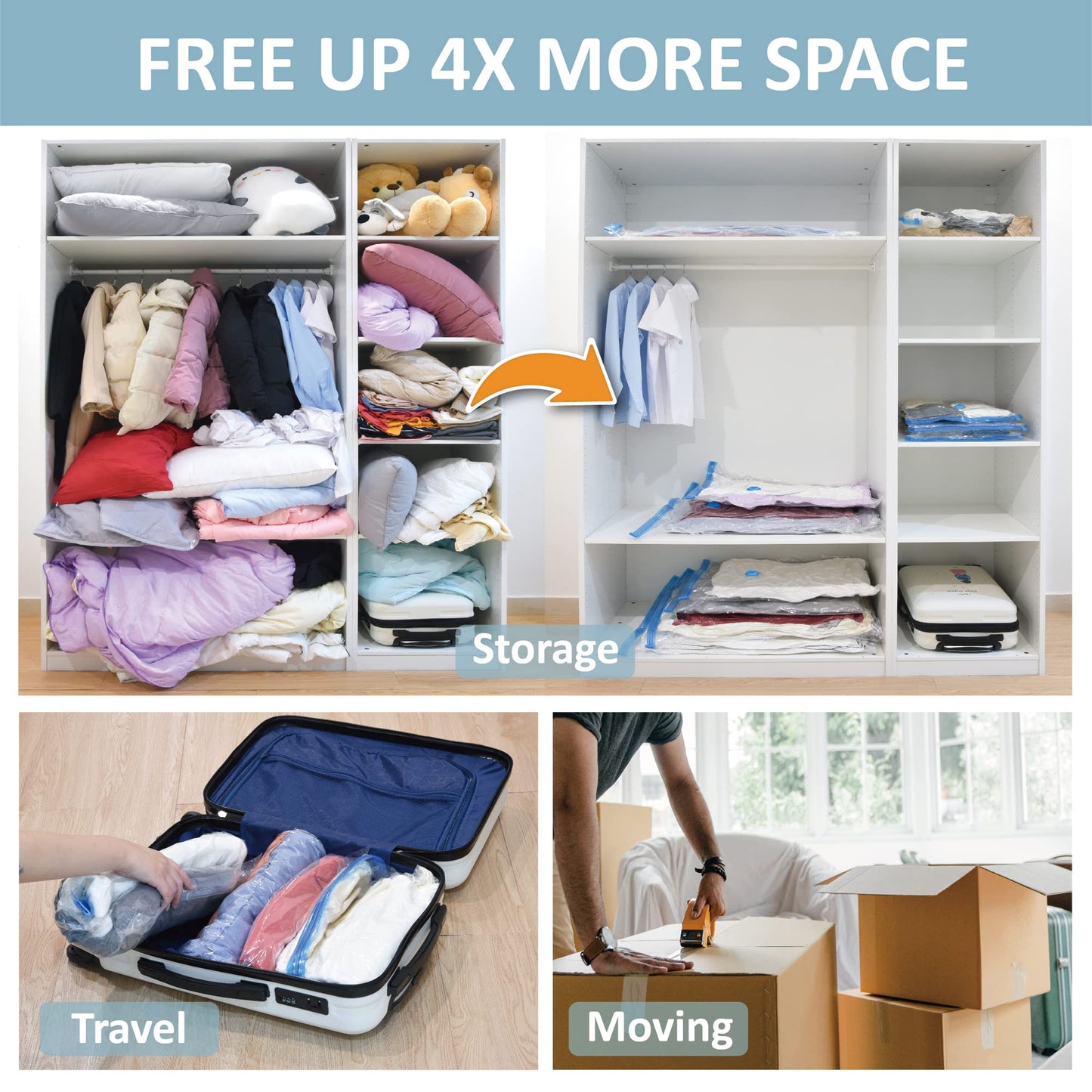 CozyVac Travel Bags with Pump - 6 Pack Space Savers